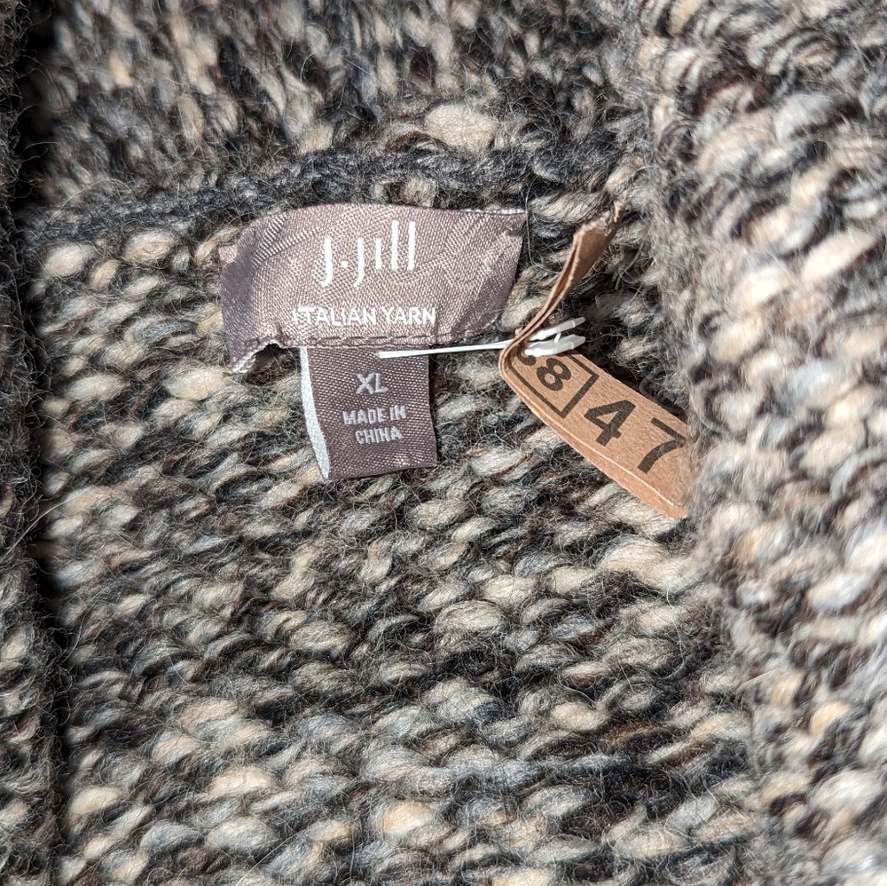 J. Jill Italian Yarn Chunky Wool Alpaca Blend  Knit Open Cardigan Sweater XL - Picture 6 of 8